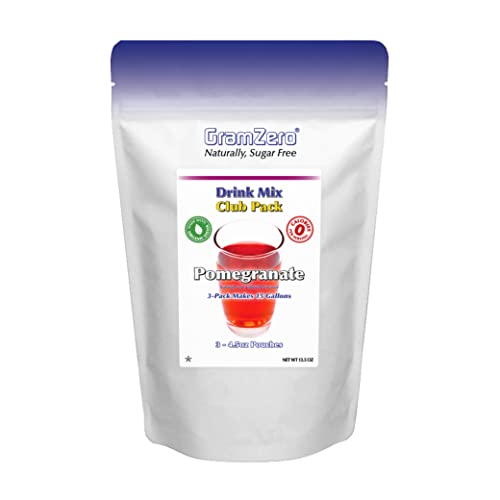 GramZero Pomegranate Zero Calorie Sugar Free Drink Mix, Great For Nutrition Club Loaded Teas, Stevia Sweetened