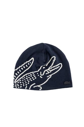 Lacoste Unisex Strickmütze Beanie Mütze (1 Stück) Marineblau/Mehl Einheitsgre
