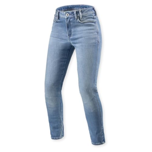 REV'IT! Shelby 3 - Jeans ajustados para motocicleta para mujer (azul claro, vintage, 31 ancho x 30 largo)