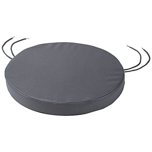 Image of SOFTILLO Round Bistro Circular Chair Cushion with Seat Ties – 35cm, Indoor and Outdoor Furniture Seating, Water-Resistant Polyester, Patio, Kitchen Dining, Lawn & Garden - Graphite