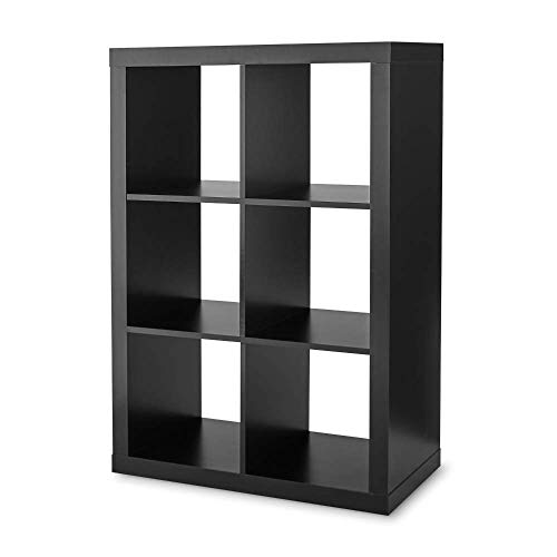 Better Homes and Gardens 6 Cube Storage Organizer, Solid Black with Free Storage Bins