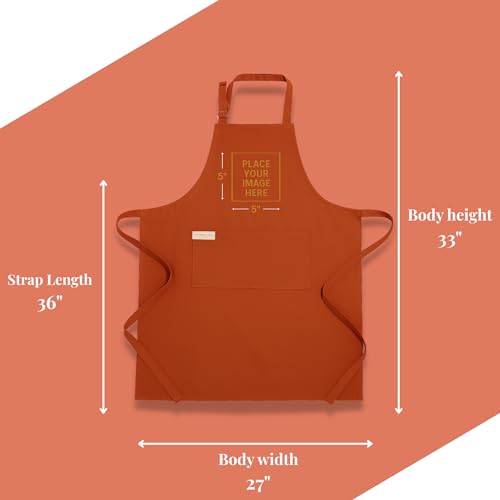 Image of Personalized Custom Apron - 100% Cotton, Adjustable Neck strap, Large Pocket - Unisex Apron for Men & Women - Cooking, Baking, BBQ, Customizable