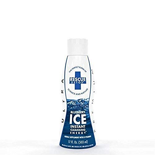 Rescue Detox ICE Blue Berry, Acai Berry, Raspberry (Blue) - 17 fl oz - Herbal Supplement with B Vitamins