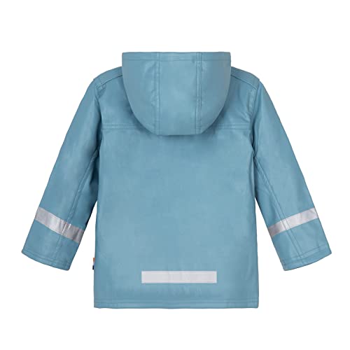 Image of Mud Kingdom Boys Rainslicker Hooded Rain Jacket PU Leather Outerwear Windproof Outdoor