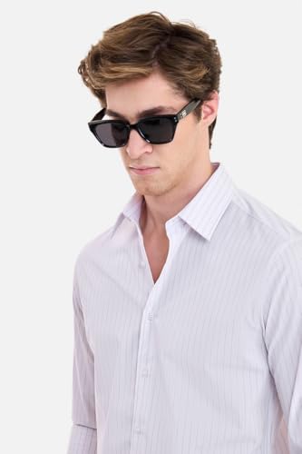 Image of SNITCH Luxe Men Formal Shirt | Slim Fit Full Sleeve Spread Collar Pinstripe Design | Breathable Viscose Blend & Stretch Fabric for Office Wear & Business Meetings