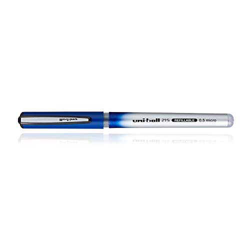 Image of Uniball uni-ball UB-215 Refillable Liquid Ink 0.5 mm Micro Roller Pen, Blue Ink, Pack of 3 Vision Elite Roller Pen (Blue,1 Piece)