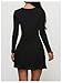 Milumia Women's Sexy Lace Deep V Neck Mini Dress Long Sleeve A Line Bodycon Short Party Dresses Black Medium
