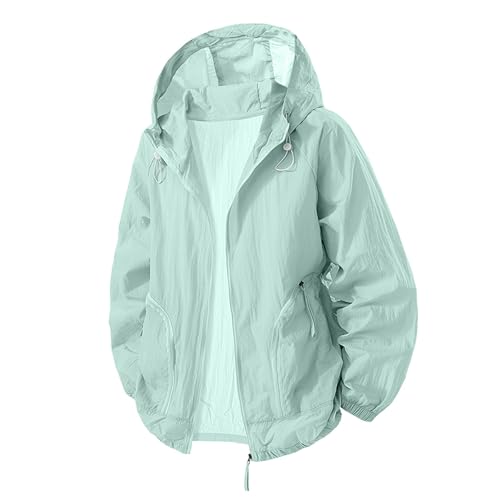 Men's UPF 50+ Sun Protection Hoodie Lightweight Drawstring Full Zip Solid Long Sleeve Hoodie Outdoor Summer Jackets