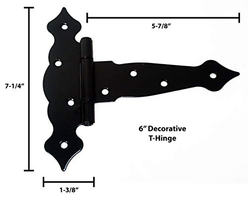 Shed Windows And More Decorative Fancy (Set Of 1) T Hinges 6" Heavy Duty Steel Shed Door Hinges W/Screws, Storage Shed Door Barn Door Gates #TOP1