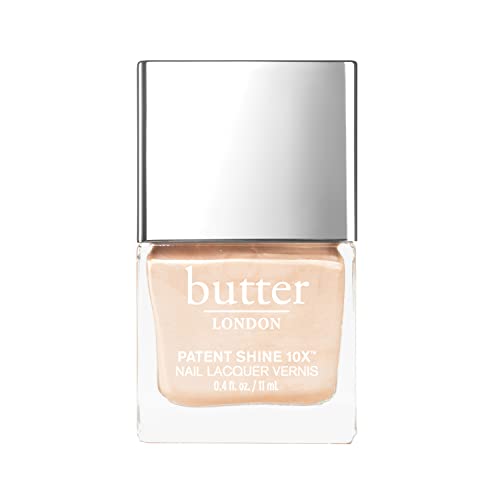 butter LONDON Patent Shine 10X Nail Lacquer, Gel-Like Finish, Chip-Resistant Formula, 10-Free Formula, Cruelty-Free, Polymer Technology, Pearlescent Champagne Nail Lacquer, Champagne Princess