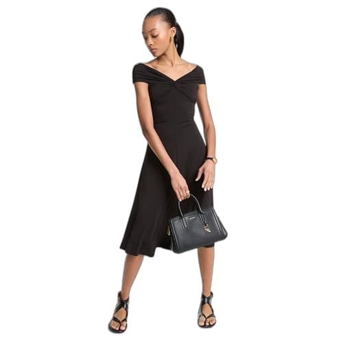 Michael Kors Women's Off Shoulder Midi Dress, Black, XXS at Amazon Women's  Clothing store