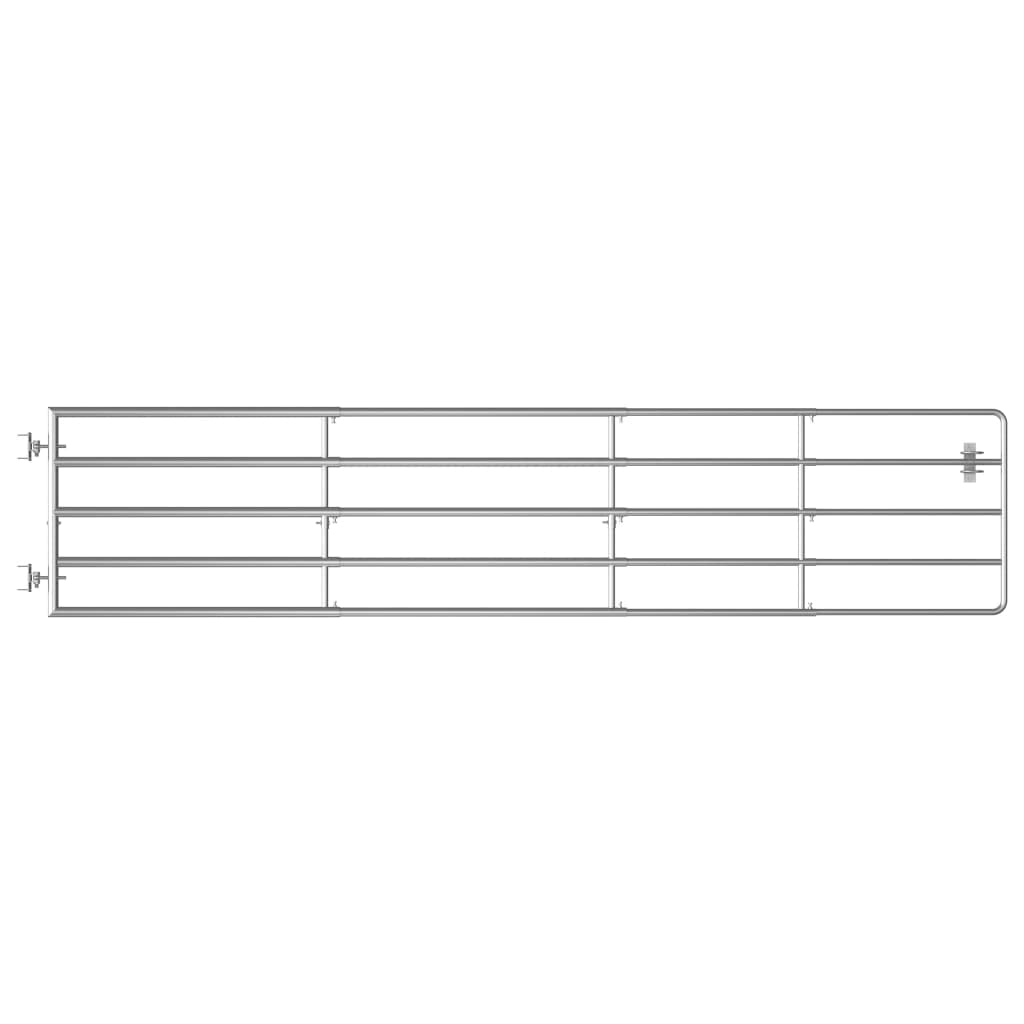 vidaXL 5 Bar Field Gate Self-Locking Outdoor Garden Patio Backyard Terrace Barrier Farm Door Galvanised Steel (150-400) x90cm Silver