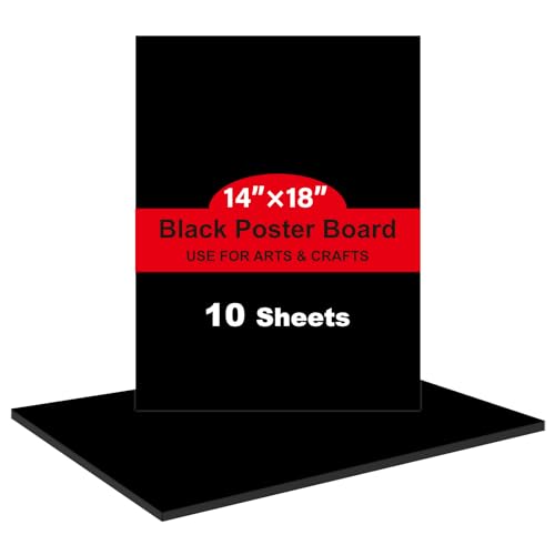 Image of 10 Pcs Black Poster Board Paper 14x18, ROOKEA Vision Boards Posterboard Bulk for School Projects Classroom Arts Craft Presentations Drawing Scrapbooking Blank Graphic Display