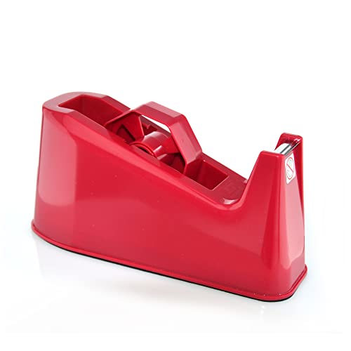 Dispensador de Cinta Adhesiva de Sobre Mesa (Apto 66 o 33 mts) - REF 0501R- Alto peso, Gran Calidad y Duración. (Rojo)