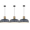 Luminzone Pendant Lighting Farmhouse Ceiling Hanging Light Fixtures Adjustable Hanging Barn Lamp Over Island Sink Light Fixtures with Hammered Metal Shade, 18.1 inch Industrial Hanging Lamp, Dark Blue