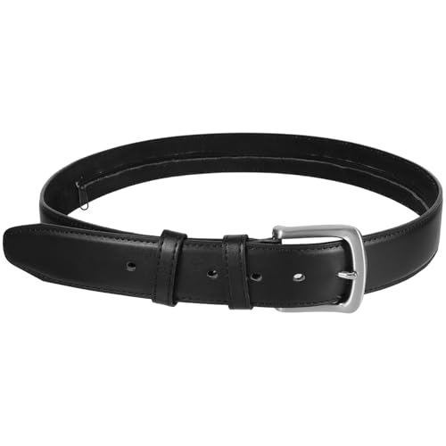 Men PU Money Belt with Hidden Zipper Pocket Travel Security Belt for Cash and Valuables Durable Theft Waist Belt Black