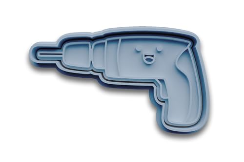 Keksausstecher Bohrmaschine – zweiteiliges Ausstecherset aus PLA – schwarz – Werkzeug-Ausstecher für Handwerker, Heimwerker, Bau-Themen & kreative Backprojekte