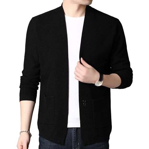 Cardigan ouvert homme col rond boutons veste manches longues gilet ample avec poches DGKaxiyaHM