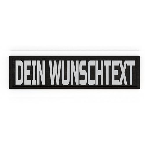 P24S personalisiertes Klett-Patch mit Wunschtext und Wunschfarbe – für Kleidung, Rucksäcke, Hundegeschirr, Outdoor-aktivitäten – bestickter Rand (Schwarz, 100x25 mm)