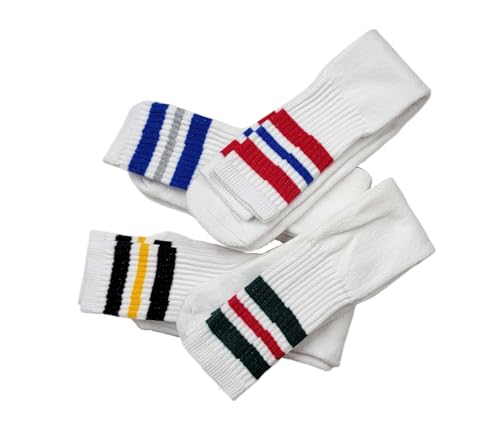 Vishii Mens Classic 13-15, 24 insh long (4 Pairs) Three Stripe Sports Tube Socks4