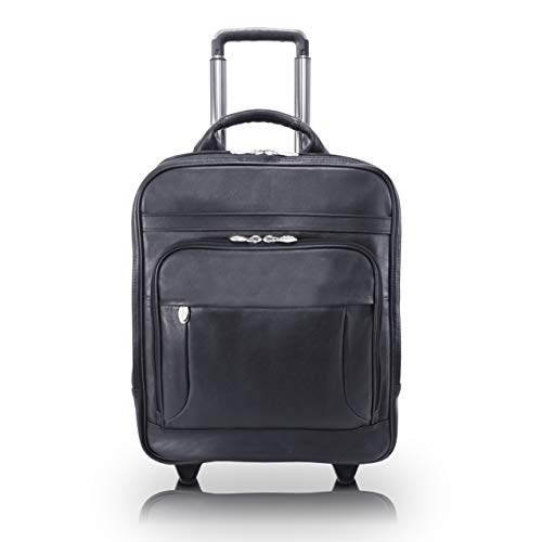 McKlein, I Series, Wicker Park, Full Grain Cashmere Napa Leather, 17" Leather Patented Detachable -Wheeled Three-Way Laptop Backpack Briefcase, Black (47195)
