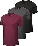 BOOJO 3er Pack Sport Tshirts Herren Schnelltrocknend Shirt Kurzarm Sportshirt Gym Funktionsshirt Männer für Fitness Trainings
