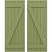 Ekena Millwork ARW102BB621X34MGH Americraft Six 2 Exterior Real Wood Joined Board-n-Batten Shutters w/Z-Bar (Per Pair), 21"W x 34"H, Moss Green