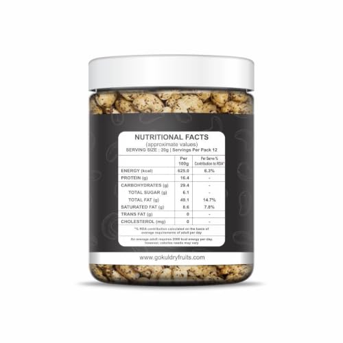 Image of GOKUL Black Pepper Cashews 250g | Exotic Pepper Vrat Kaju | Non-Fried Roasted Jumbo Cashew Nuts | Crunchy Healthy Snack | Rich in Protein