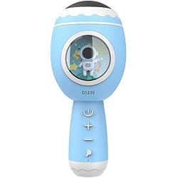 Micrófono Para Karaoke Con Conexión Bluetooth COSHANO Micrófono Karaoke Bluetooth, Infantil Inalámbrico con Altavoz y luz LED, Portátil para niños y niñas para Cantar cusical, Magic Voice (Azul)
