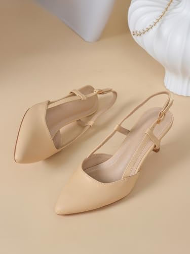 Slingback Low Kitten Heels for Women Closed Pointed Toe Ankle Strap Heels Slip On Pumps Shoes for Party Wedding Dress3