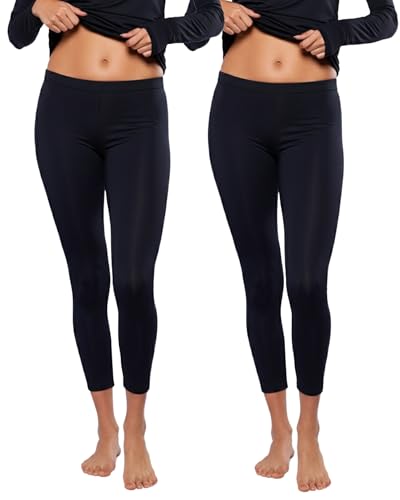 Consejos para Comprar Pantalones Dama los mejores 10. 45 Alfani - Paquete 2 Pantalones Termicos Premium Mujer Dama, Pantalón Afelpado Polar, Ropa Interior Invierno, Calientito, Slim-Fit, Secado Rápido Y Protección UV-Negro-M