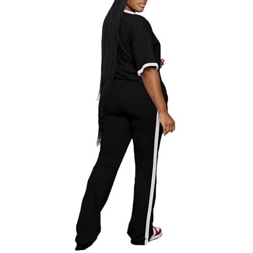 PINSV Women Sets 2 Piece Outfits Comfy Short Sleeve Top and Pants Lounge Sets Travel Airport Outfits4