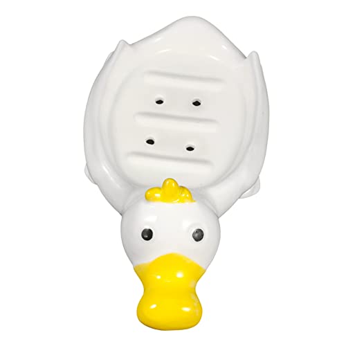 Ciieeo Lovely Ceramic Animal Soap Case Drainage Decorative Soap Dish Holder for Bath