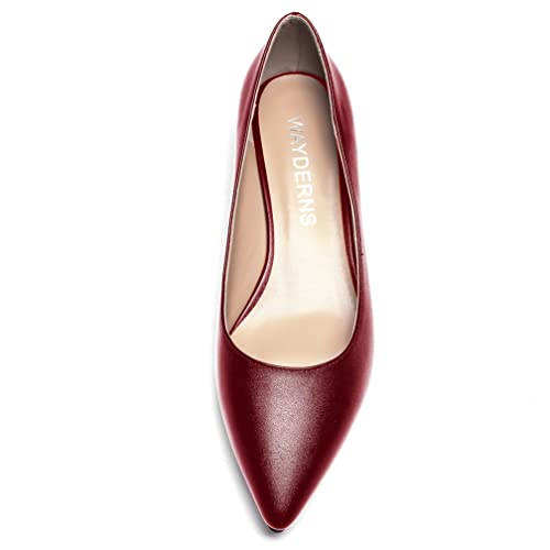 WAYDERNS Women's Matte Pointed Toe Slip On Kitten Low Heel Pumps Shoes 1.5 Inch3