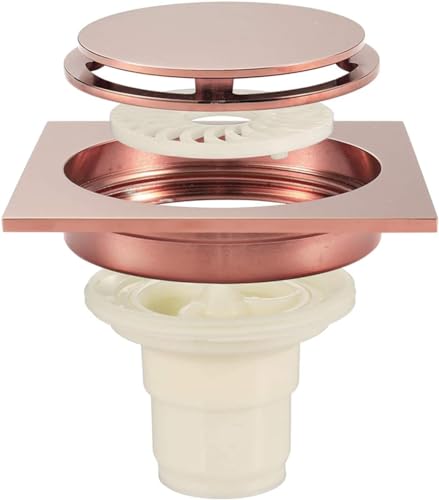 Desagüe de ducha Desagüe de piso de latón de 4 pulgadas Desagüe de piso de ducha cuadrado Desodorante Desagüe de residuos de ducha de baño con cubierta extraíble(Brass)
