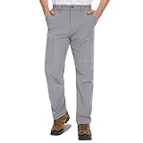 [KEFITEVD] トレッキングパンツ メンズ 登山 ドライパンツ スポーツ 無地 クライミングパンツ 撥水 ロングパンツ ゴルフウェア アウトドア 薄手 釣り用 ボトムス ライトグレー M