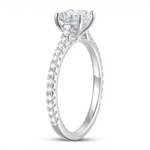 14K Gold Moissanite Rings 4-Prong 1.0CT Round Cut Engagement Ring 14K Whtie Gold Moissanite Engagement Rings for Women2