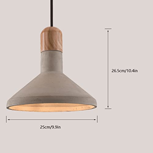 Lámpara colgante de cemento y madera E27 de 25cm para isla de cocina 5