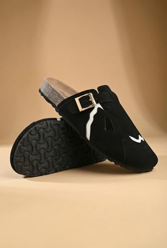 Image of Big Fox Men's Cork Footbed Clogs with Adjustable Buckle | Closed-Toe Comfort Sandals | Slip-On Casual Wear