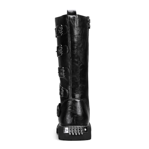 CHUUMEE Men's Wear Resistant Cycling Motorcycle Boots Side Zipper Waterproof Biker Riding Punk Rock Metal Toe Cowboy Western Tactical Army Boot4