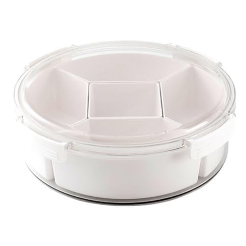 Socueny - Bandeja de caramelo multirejilla con tapa, caja de almacenamiento de frutas secas con rejilla dividida, mesa de caramelo snacks semillas de melón plato de fruta fácil de usar B