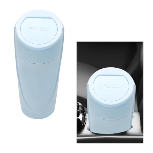 Image of Car Trash Can with Lid, Mini Car Garbage Bin Leakproof Cup Holder Trash Can, Multipurpose Organizer Door Pocket Trash Cup Fits Auto Home Office, Universal Garbage Can (Light Blue)