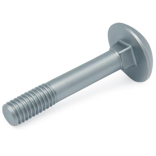 M6x50mm Vis à tête ronde avec col carré, Pack de 20, Vis à tête champignon pour portail, porte, tête de lit, Boulons de carrosserie galvanisés avec...