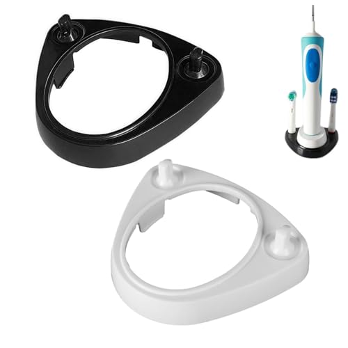 JFangZHZH 2 pièces Porte Brosse à Dents Électrique,Porte Brosse à Dents Blanc et Noir,Base Supports de tête de Brosses à Dentélectrique Plastique,8.5x7.5x2cm