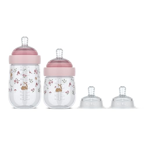 Mepal - Set de Inicio Biberones Mio Little Dutch - 3 piezas - Anticólicos Biberones - Diseño en espiral evita obstrucciones - Silicona de grado médico - 165 + 240 ml - Fairy Garden