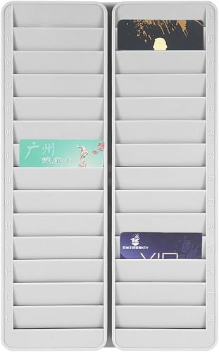 ICカードホルダー 壁掛け/立て掛け対応 大容量28人用 番号付き タイムカードラック ポケット式収納 IDカード管理 オフィス用セキュリティカード入れ