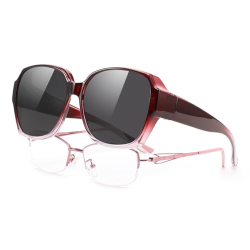 FEISEDY Fit Over Glasses Sunglasses Polarized for Women Sunglasses Over Prescription Glasses Oversized UV Protection B1114