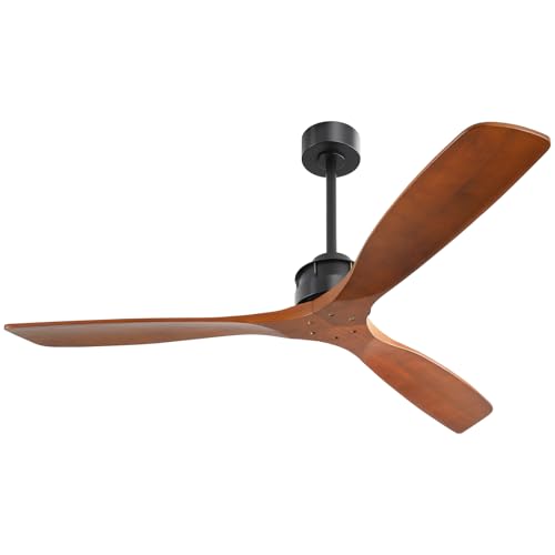 Image of Sofucor 60 Inch Ceiling Fan No Light, Large 3 Solid Wood Blade