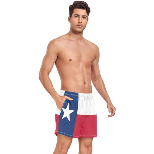 Yuiboo Texas State Flag Blue Red Mens Swimming Shorts Mens Lined Workout Shorts with Pockets and Compression3