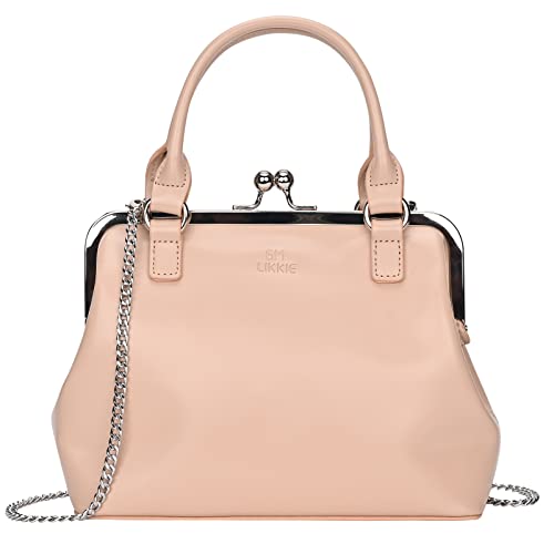 Image of GM LIKKIE Kiss Lock Purses and Handbags, Vintage PU Leather Clutch Purses for Women, Top Handle Evening Handbag